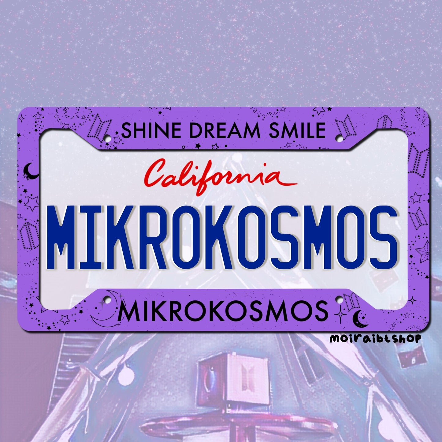 Mikrokosmos License Plate Frame | MIKROKOSMOS License Plate Frame inspired by Jungkook Artist Made Collection Mikrokosmos Mood Lamp.