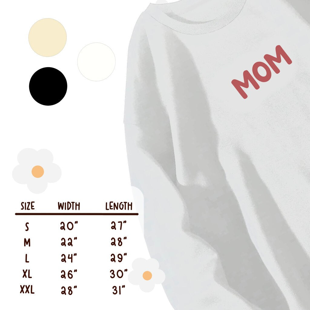 Kawaii Embroidery Mom Sweatshirt | Mom Life | Teacher Life | Embroidery Crewneck | Cute mom gift