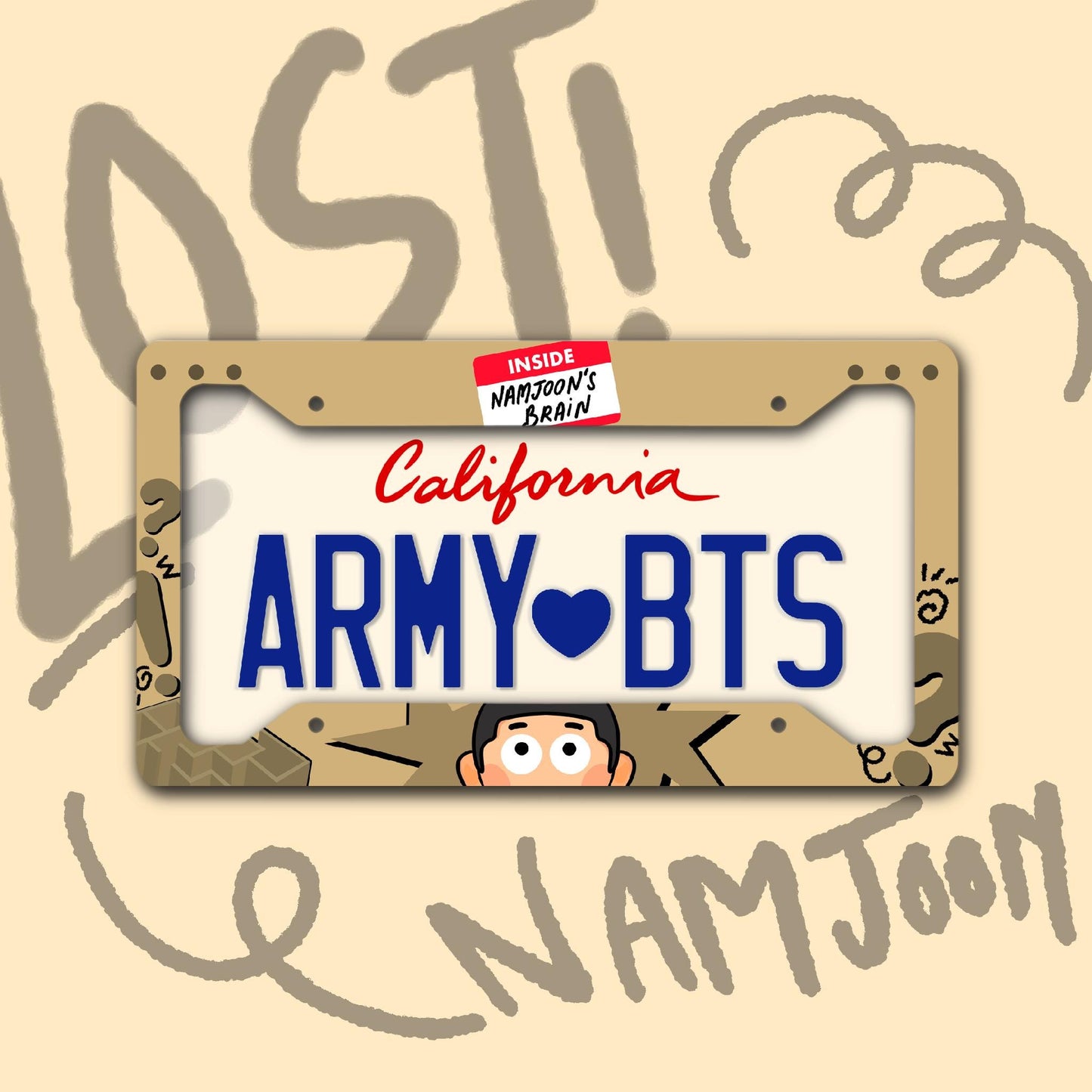 Cute Custom License Plate Frame | NAMJOON Lost! License Plate Frame | Custom Inspired License Plate Frame