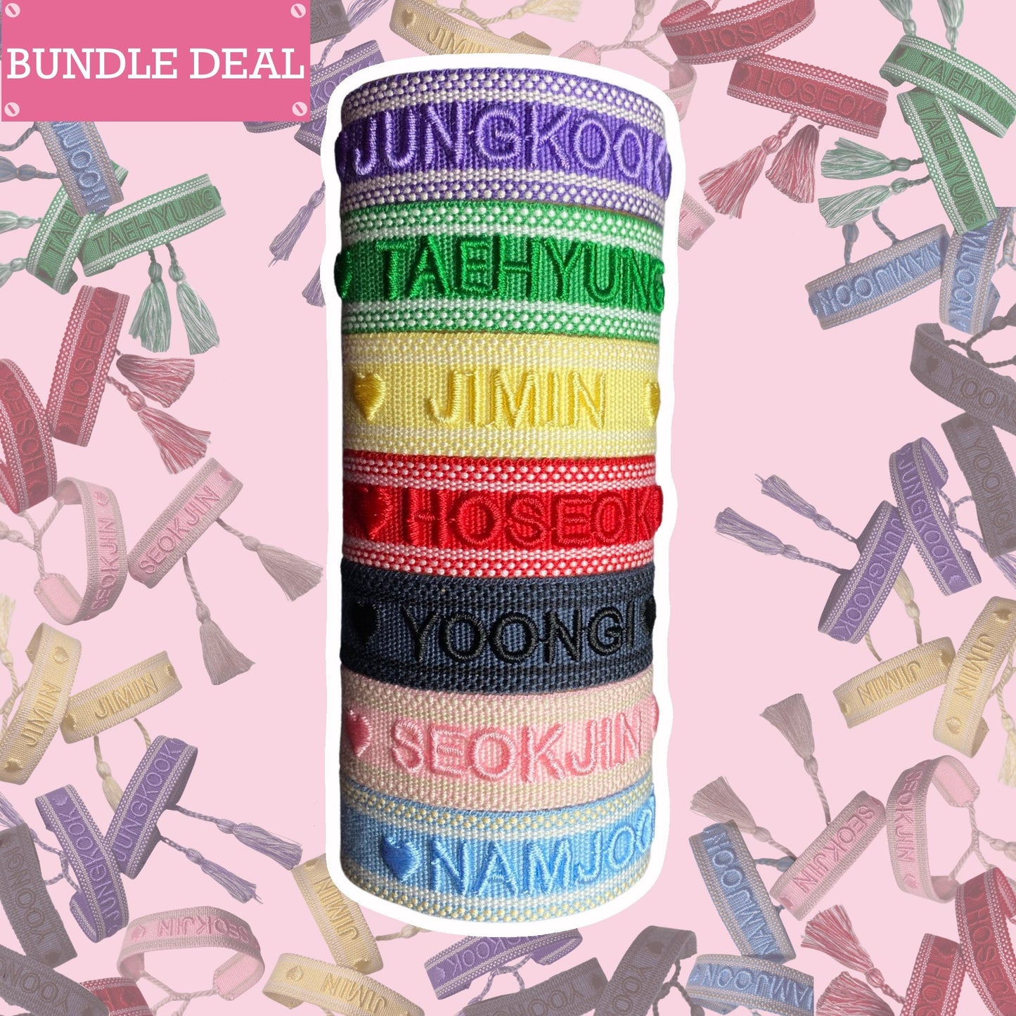 Bias Friendship Bracelet Bundle | Bangtan Bracelet | BTS Embroidered Friendship Bracelet