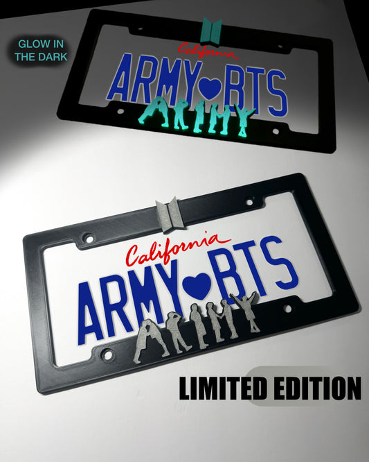 Glow in the dark BTS 💜 ARMY License Plate Frame | 3D Printed License Plate Frame