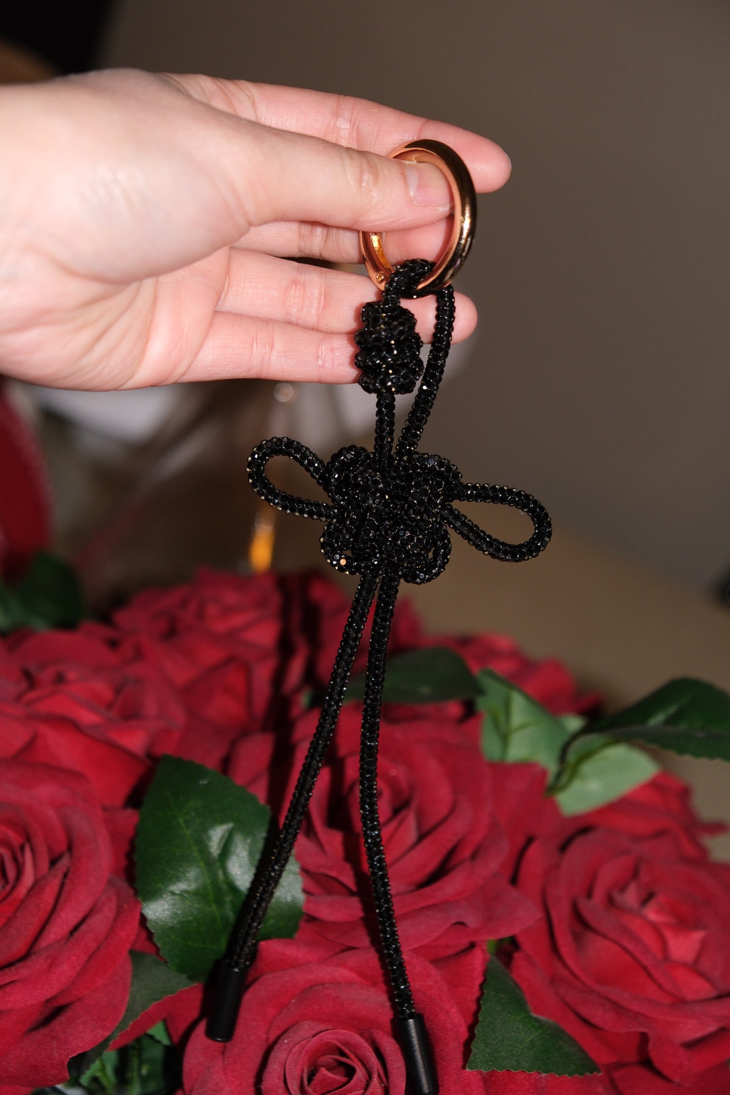 Shiny Rhinestone Lucky Knot Keychain