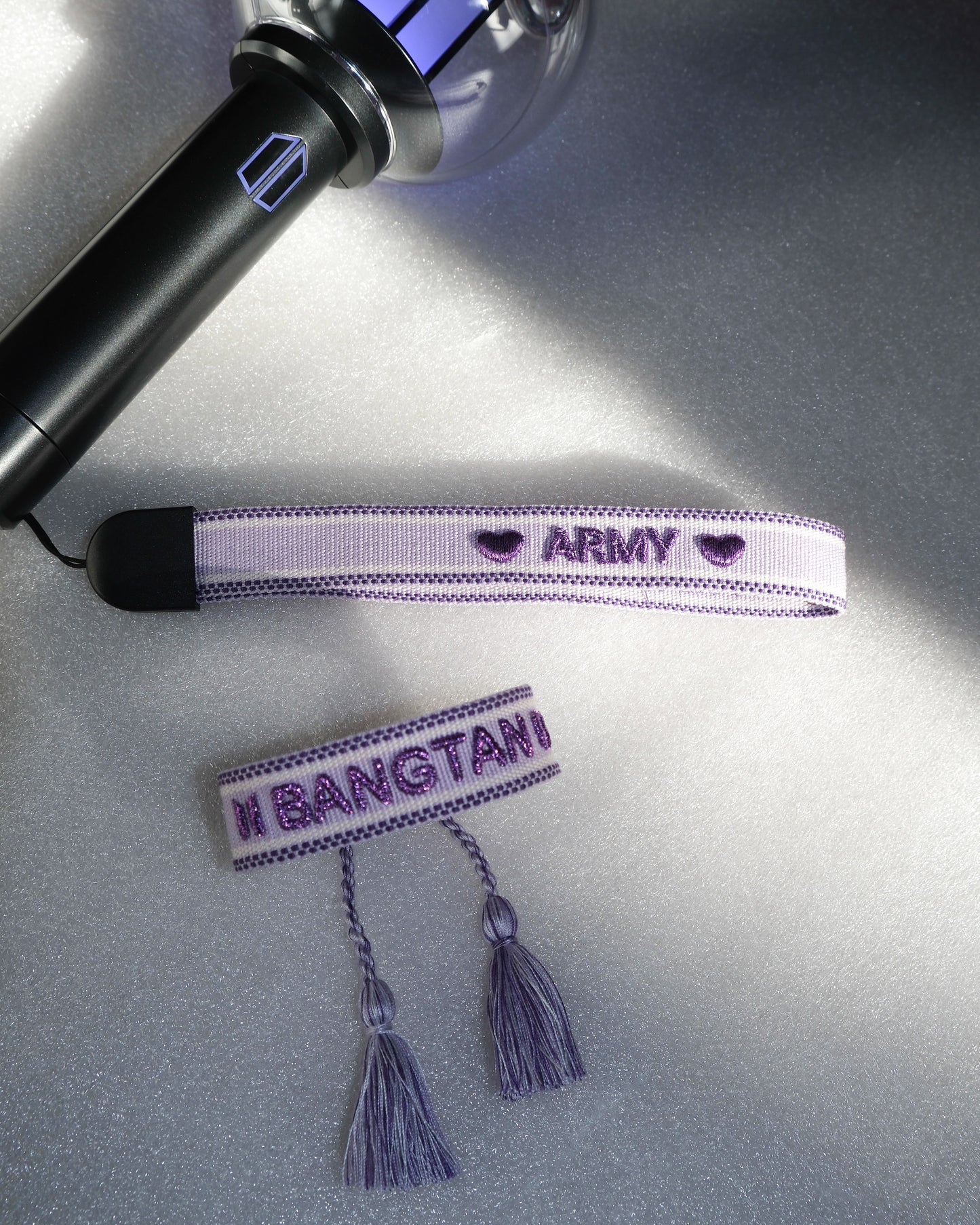 Glitter Bangtan Lightstick Strap + Friendship Bracelet Set