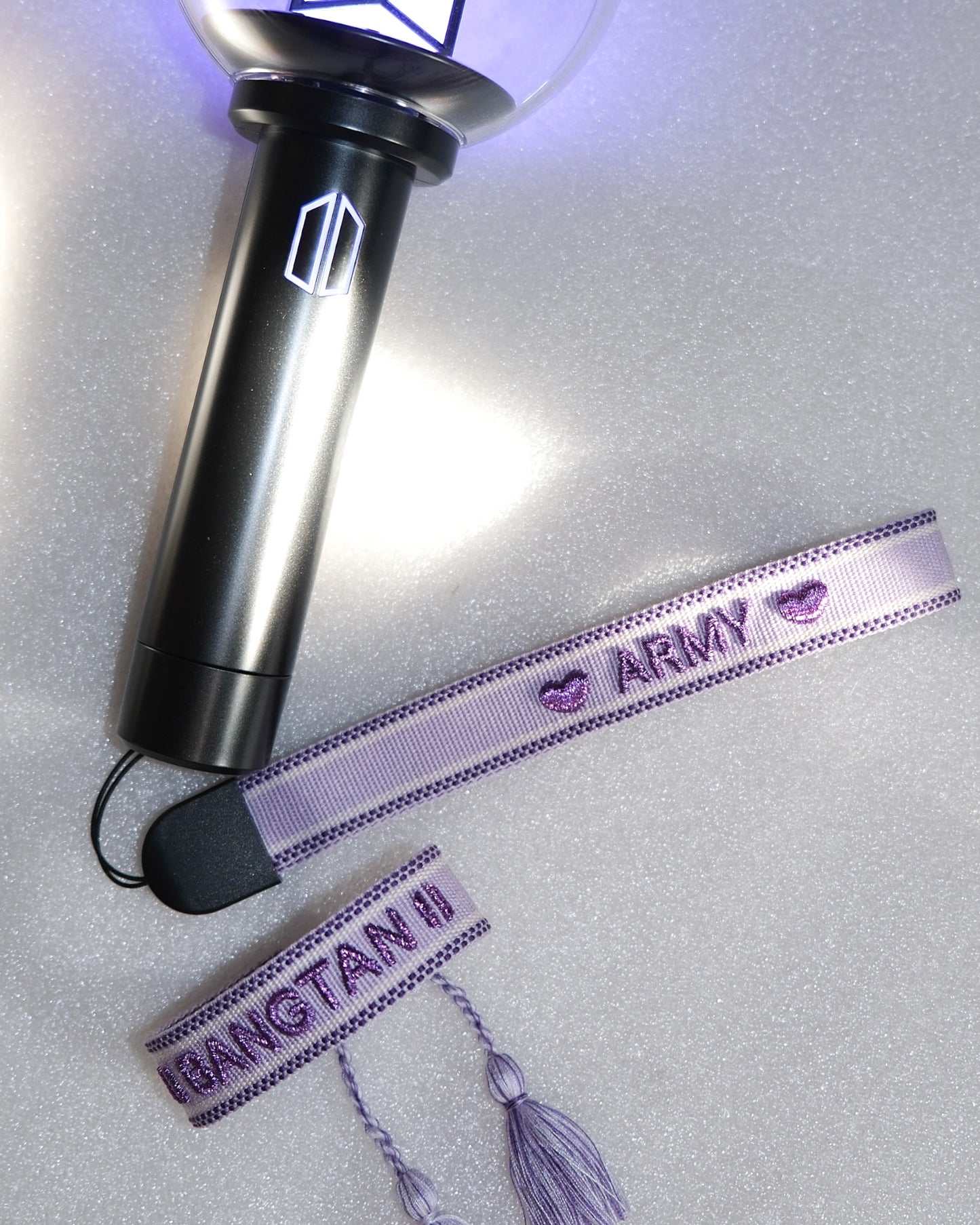 Glitter Bangtan Lightstick Strap + Friendship Bracelet Set