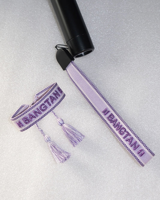 Glitter Bangtan Lightstick Strap + Friendship Bracelet Set
