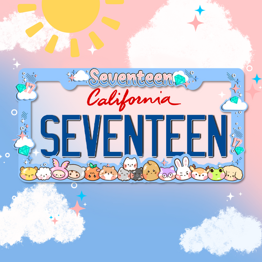 Acrylic Seventeen License Frame Pixel Miniteen Carat Frame | Cute K-pop License Plate Frame | Seventeen Miniteen SVT Characters Frame
