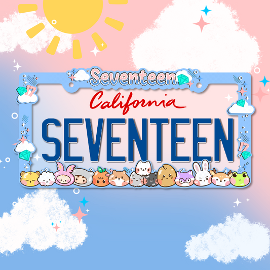 (NEW) Acrylic Pixel Miniteen Carat Frame | Cute K-pop License Plate Frame | Seventeen Miniteen SVT Characters Frame