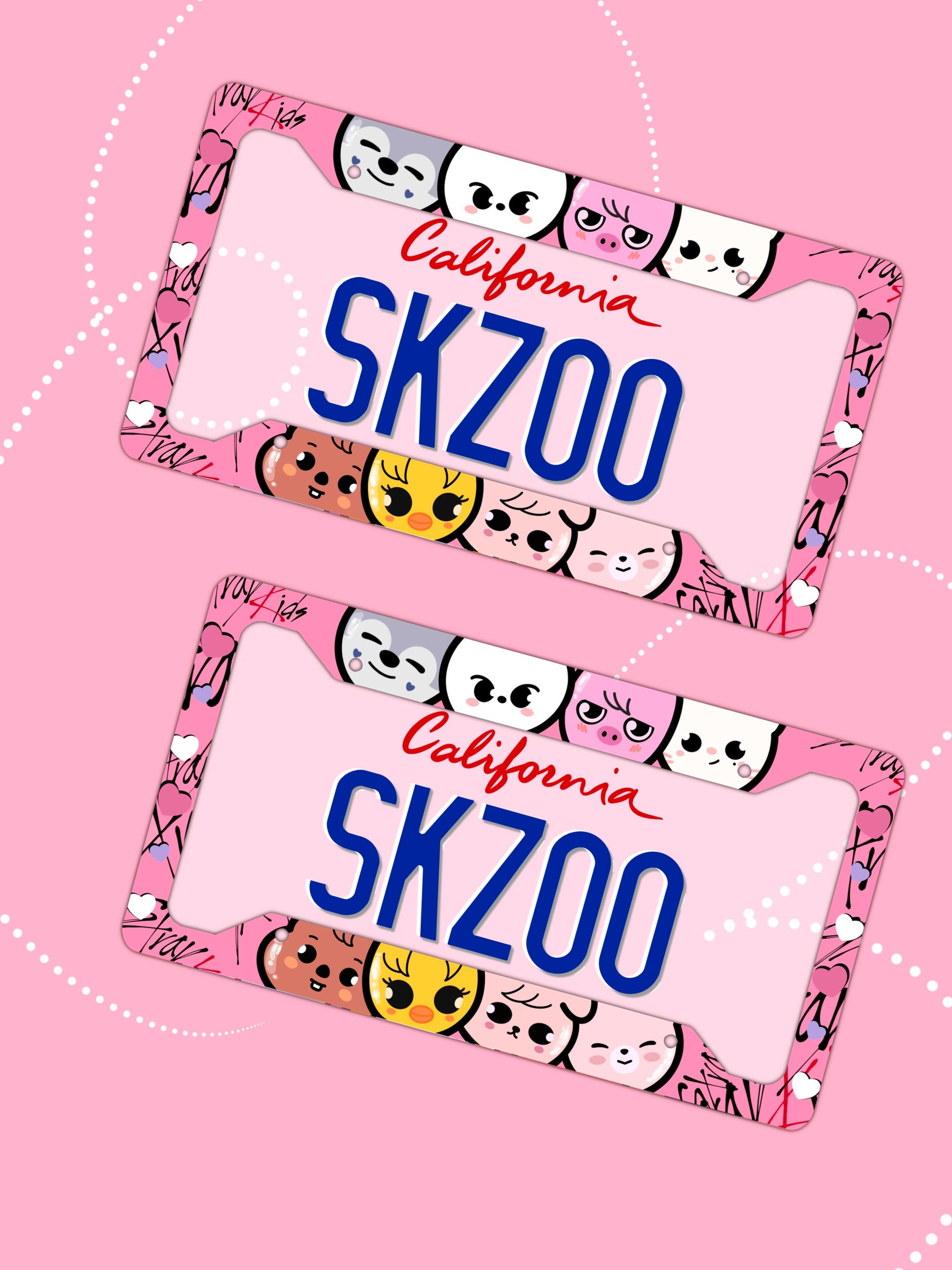 Custom Characters License Plate Frame | SKZOO License Plate Frame / Cute Characters License Plate Frame