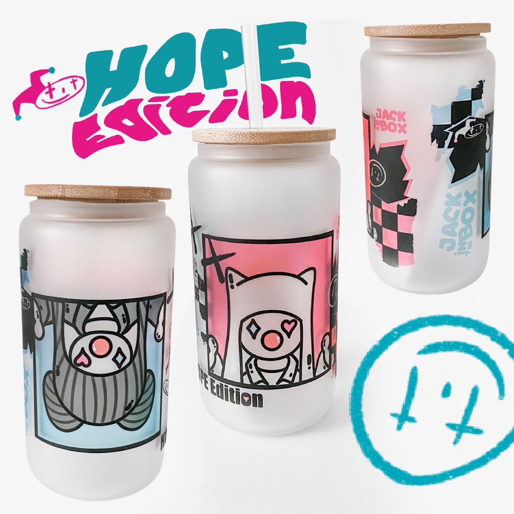 Hope Edition Frosted Glass 16 oz Cup Can Tumbler with Bamboo Lid and Straw | BTS tumbler - cup / J-hope