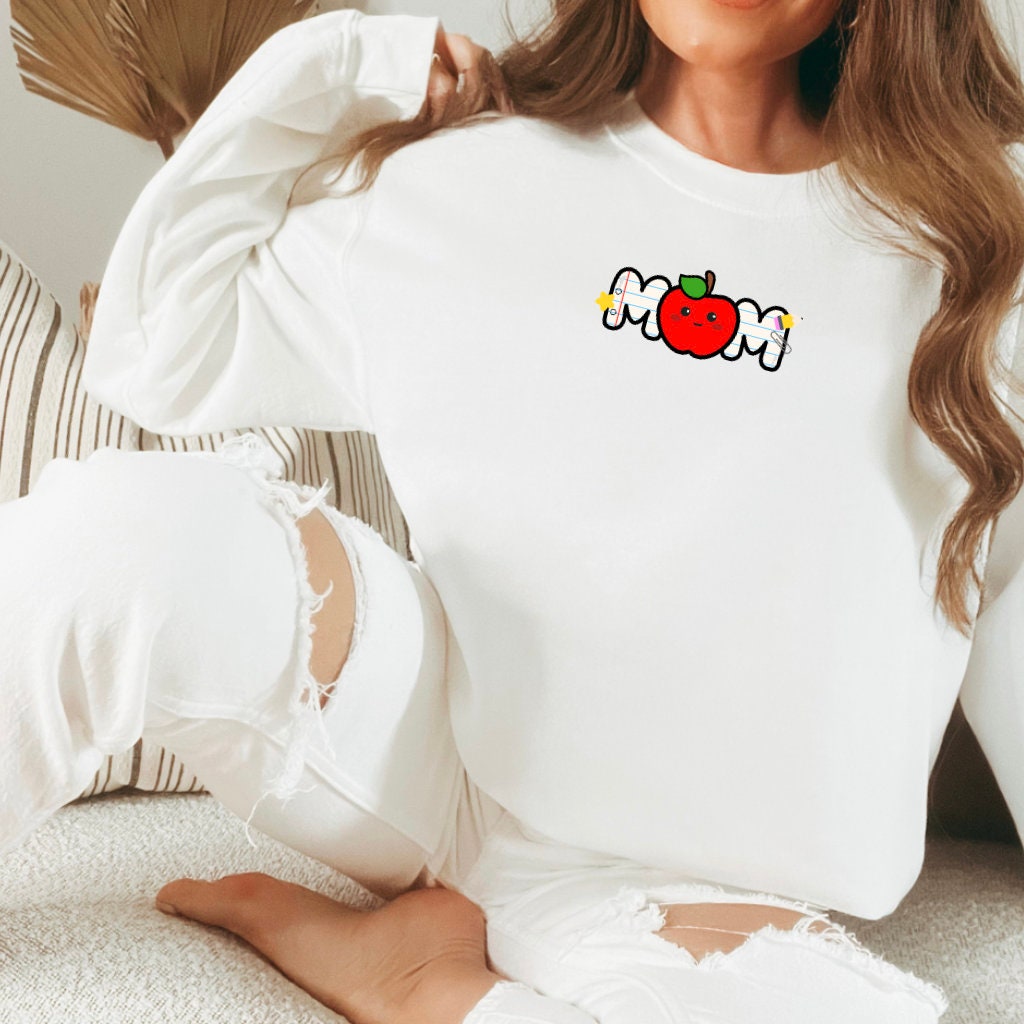 Teacher Embroidery Mom Sweatshirt | Mom Life | Teacher Life | Embroidery Crewneck