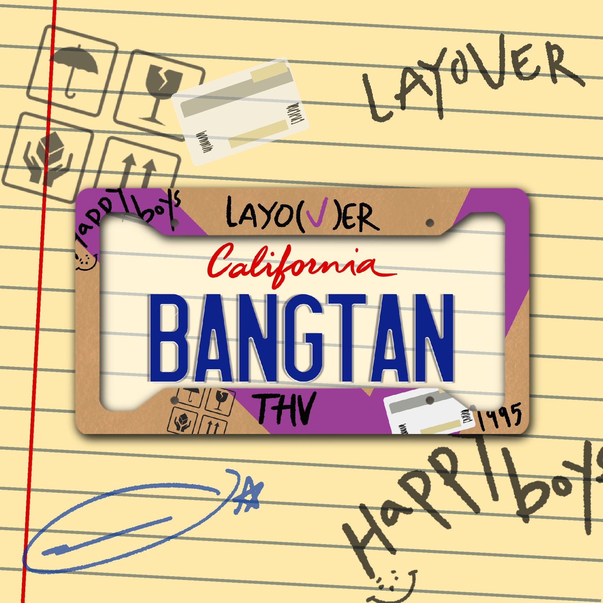 Layover Custom License Plate Frame/ V of BTS License Plate Frame/ Custom License Plate Frame