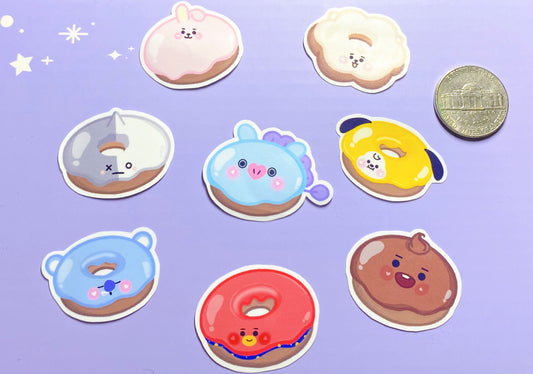 Mini BT21 Donut Sticker | BTS x BT21 Sticker | Vinyl Sticker Paper