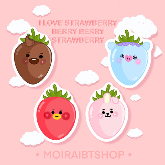 Mini BT21 Chocolate Strawberries  Sticker Pack | BTS Sticker | BT21 Sticker